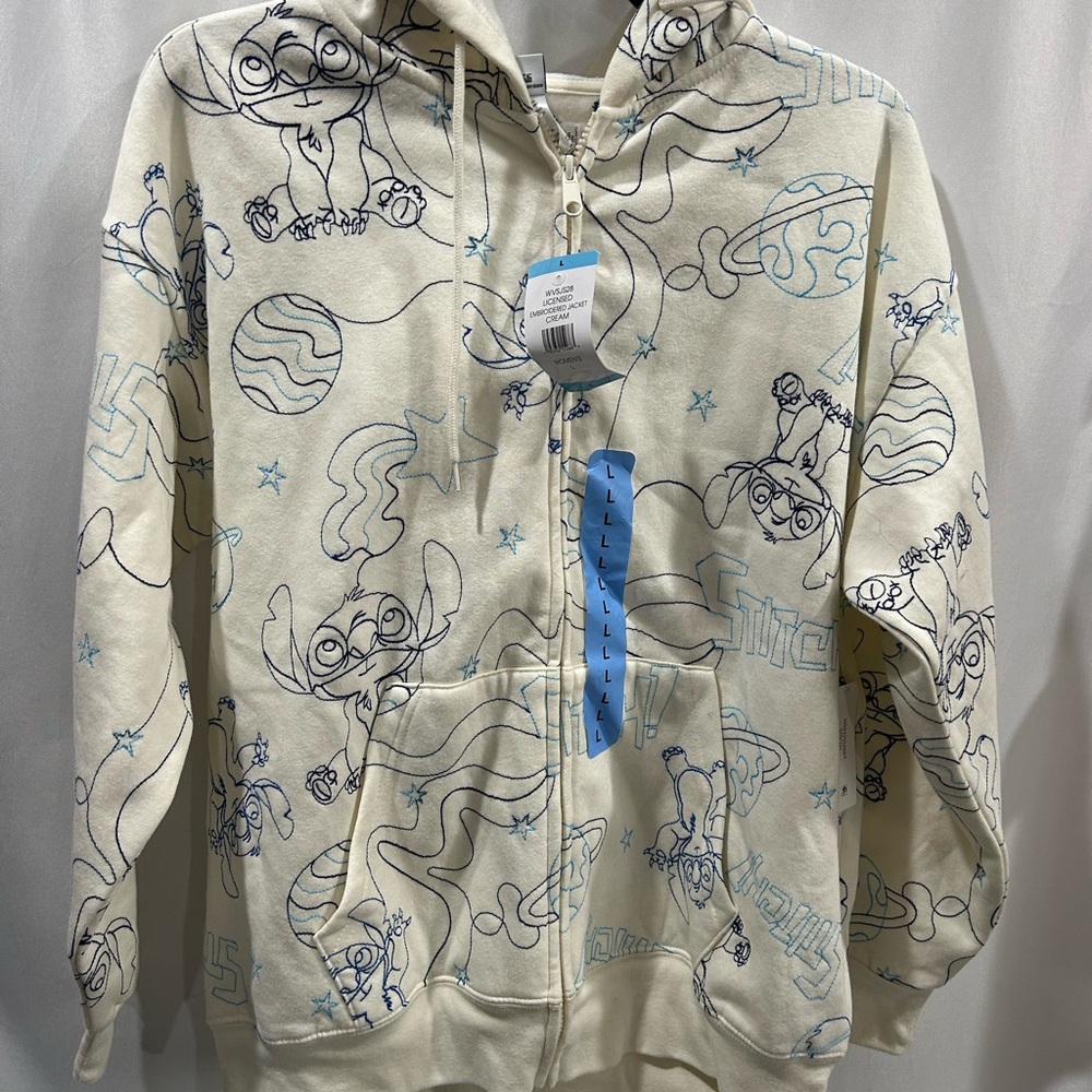 Disney Stitch Graphic Print Hoodie with Embroidery